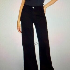 Hi rise Frame Black Le Palazzo Wide-leg jeans